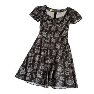 Bernie Dexter Coffee Espresso Fit & Flare Retro Rockabilly Cotton Dress Size XS